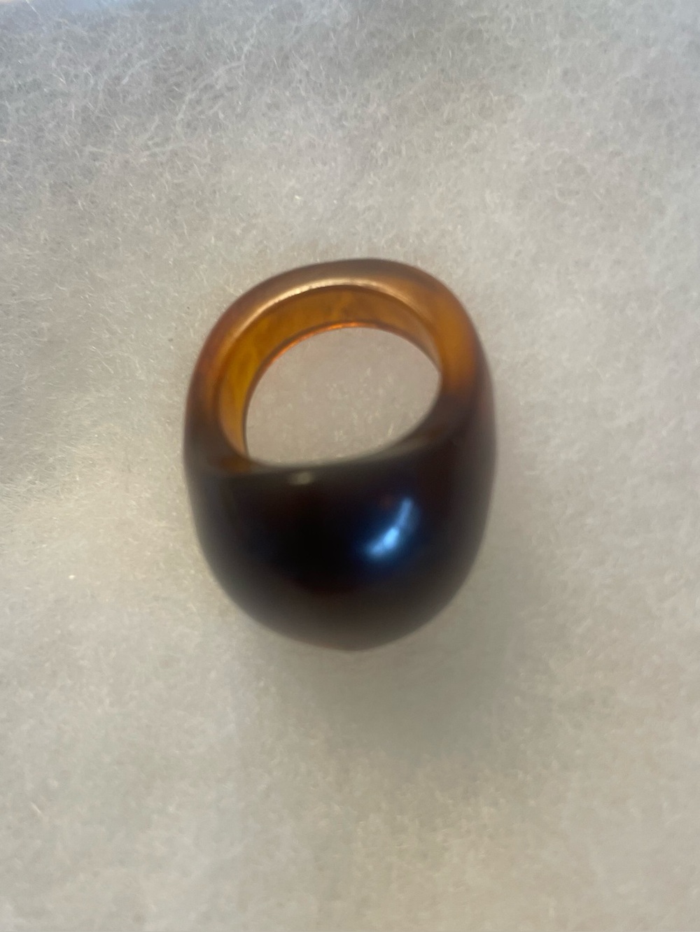 Brown Amber Lucite Dome Ring Size 6 Vintage 1960’s